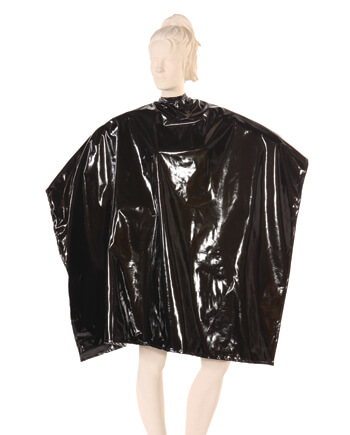Shiny Polyurethane Fabric Cape In Black