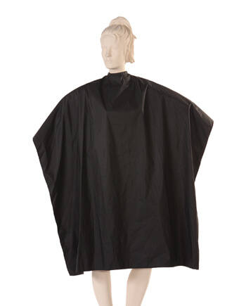 Salon Cape In Matte Black Made With Polyurethane Fabric