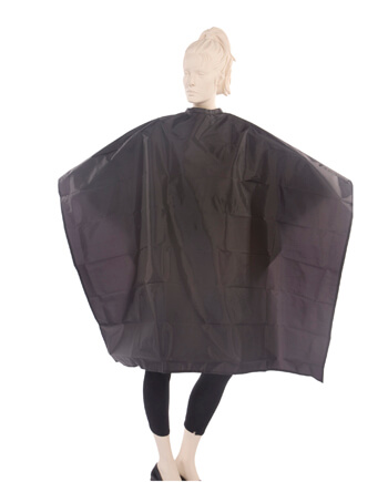 Black Shampoo Cape in 100% Nylon Taffeta Fabric