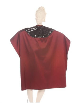 Cape With Polyurethane Waterproof Black top and Silkara Iridescent Fabric body in Burgundy
