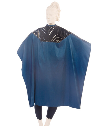 Navy Cape With Polyurethane Black top and Silkara Iridescent Fabric body