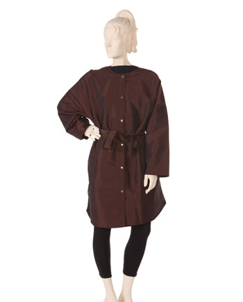 Brown Big Shirt Salon Gown in Silkara Iridescent Fabric