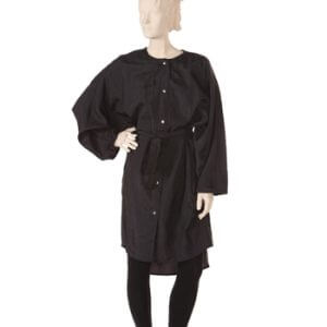 Black Big Shirt Salon Gown in Silkara Iridescent Fabric