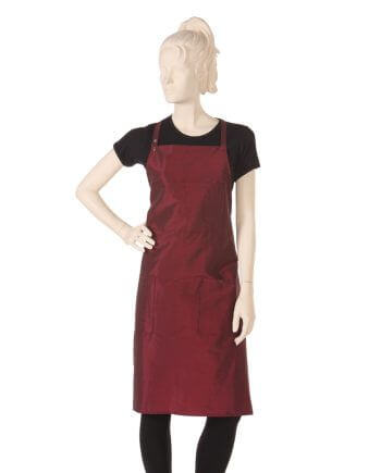Multi-purpose Burgundy Bib Apron in Silkara Iridescent Fabric