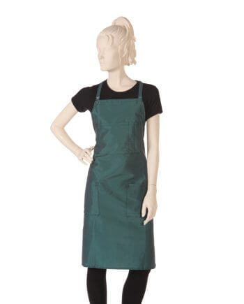 Bib Salon Apron in Dark Green Silkara Iridescent Fabric