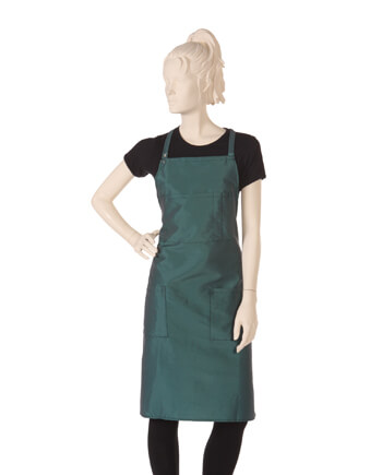 Bib Salon Apron in Dark Green Silkara Iridescent Fabric