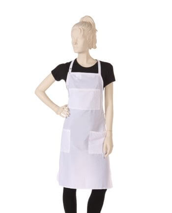 Bib Salon Apron in Silkara Iridescent Fabric in White