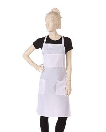 Bib Salon Apron in Silkara Iridescent Fabric in White