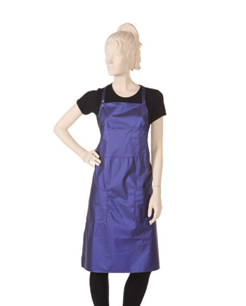 Multi-purpose Blue Bib Salon Apron in Waterproof Polyurethane Fabric