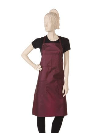 Multi-purpose Burgundy Bib Apron in Waterproof Polyurethane Fabric