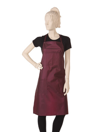 Multi-purpose Burgundy Bib Apron in Waterproof Polyurethane Fabric