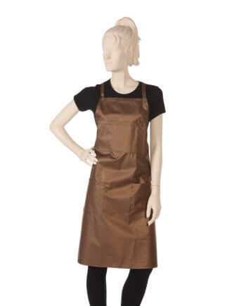 Multi-purpose Tan Bib Salon Apron in Waterproof Polyurethane Fabric