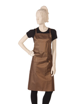 Multi-purpose Tan Bib Salon Apron in Waterproof Polyurethane Fabric