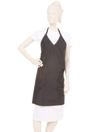 Black V-Neck Apron in Silkara Iridescent Fabric