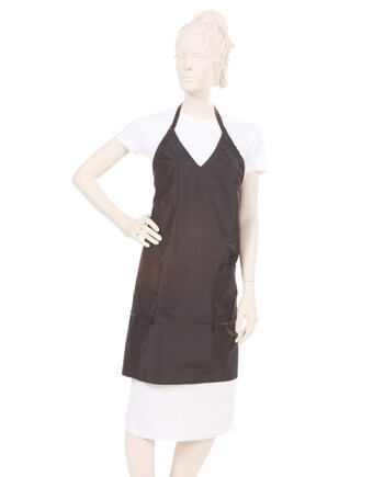 Black V-Neck Apron in Silkara Iridescent Fabric