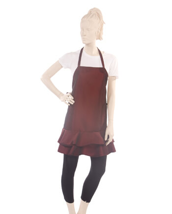 Ruffle Apron in Silkara Iridescent Fabric in Burgundy