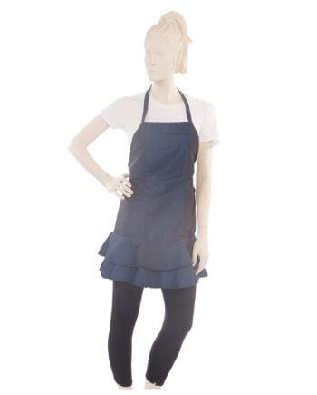 Ruffle Salon Apron Silkara Iridescent Fabric in Navy