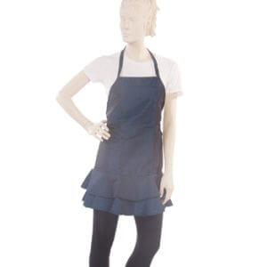 Ruffle Salon Apron Silkara Iridescent Fabric in Navy