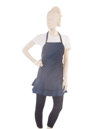Ruffle Salon Apron Silkara Iridescent Fabric in Navy