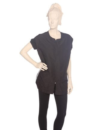 Sleeveless Vest with Nylon Zipper Silkara Iridescent Fabric in Black with Mesh Back