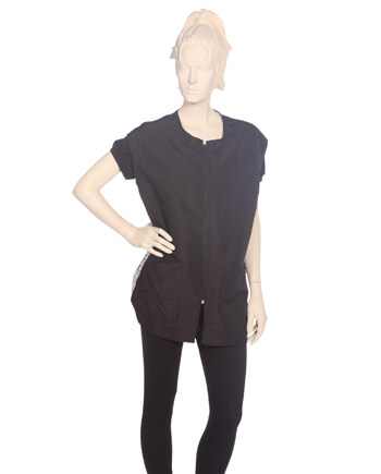 Sleeveless Vest with Nylon Zipper Silkara Iridescent Fabric in Black with Mesh Back