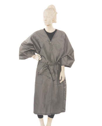 Client Gown Silkara Iridescent Fabric in Chrome