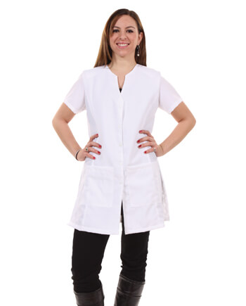 White V-Neck Salon Coat