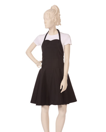 Black Sweetheart Apron in Silkara Iridescent Fabric