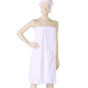 Spa Wrap with hook and loop Closure Stretch Terry fabric in White
