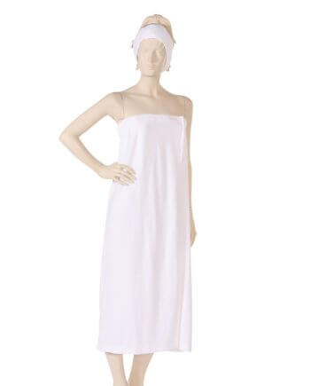 Body Wrap with Hook and Loop Closure Stretch Terry fabric in White