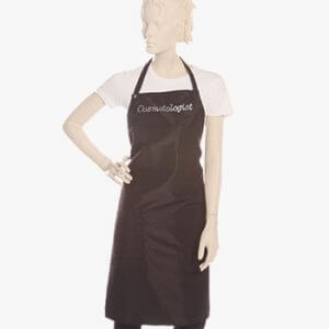 black ruffle cosmetologist apron with rhinestone cosmetologist, stylish cosmetologist aprons in black color for women