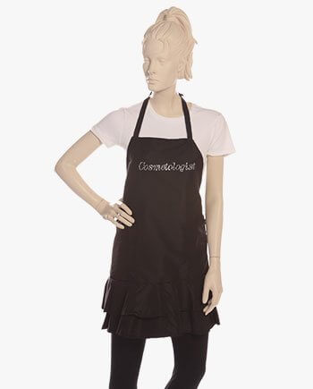 stylish cosmetologist aprons in black color for women