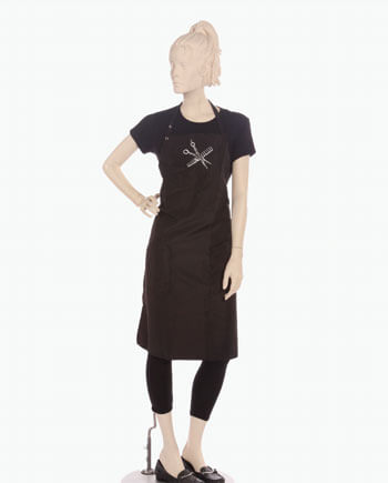 scissor and comb printed on bib apron