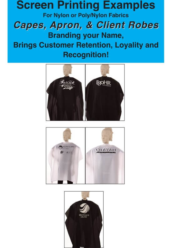 custom salon capes, personalized salon capes, custom styling capes
