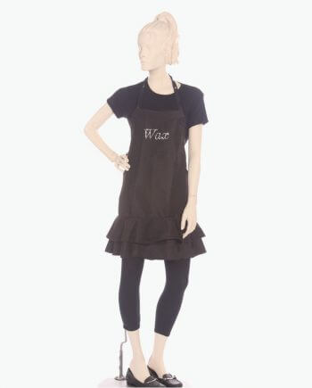 Personalized ruffle aprons. Printed with text wax