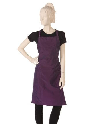 Wineberry Salon Bib Apron in Silkara Iridescent Fabric