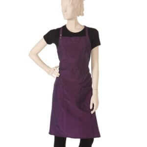 Wineberry Salon Bib Apron in Silkara Iridescent Fabric