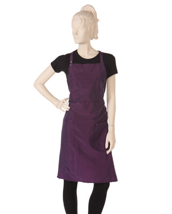 Wineberry Salon Bib Apron in Silkara Iridescent Fabric
