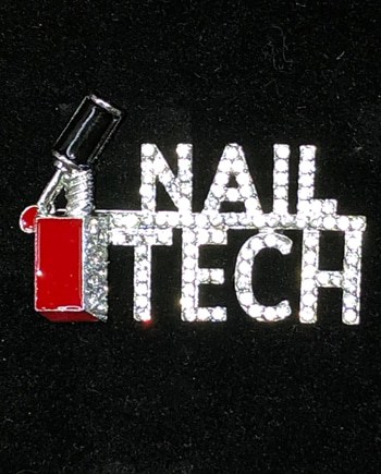 Rhinestone Pin: Nail Teck Polish Bottle