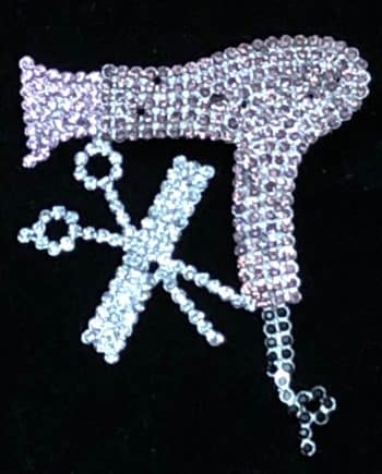 Rhinestone Pin: Scissor and Comb with Stylist
