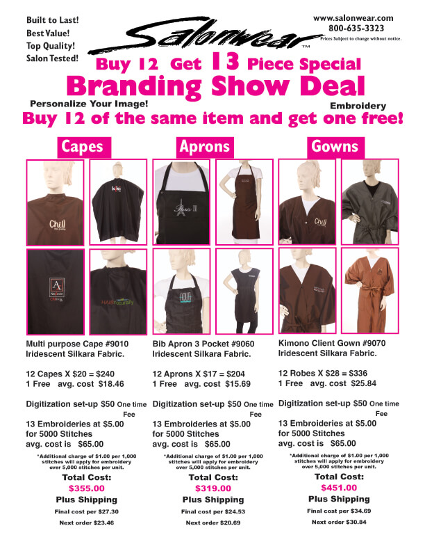 Branding embroidery sales sheet